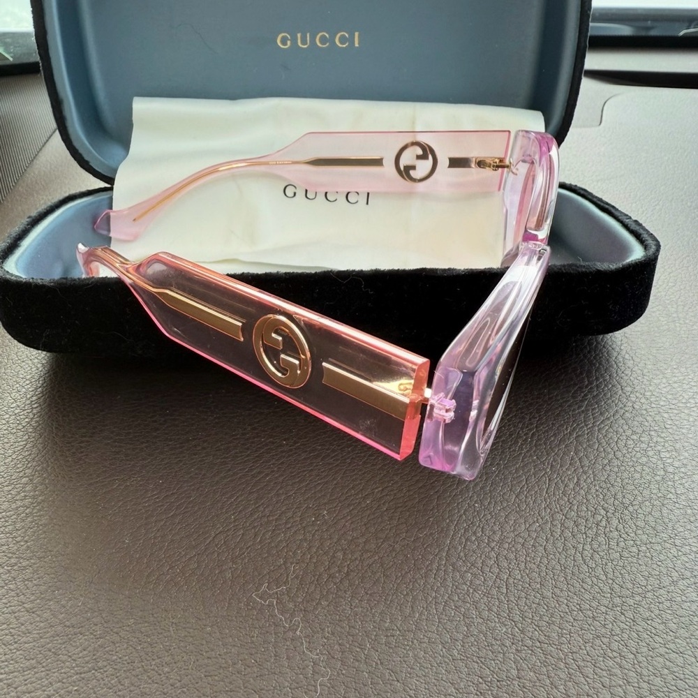 Gucci Gg Rectangle Frames Transparent Pink Eyewear - image 1
